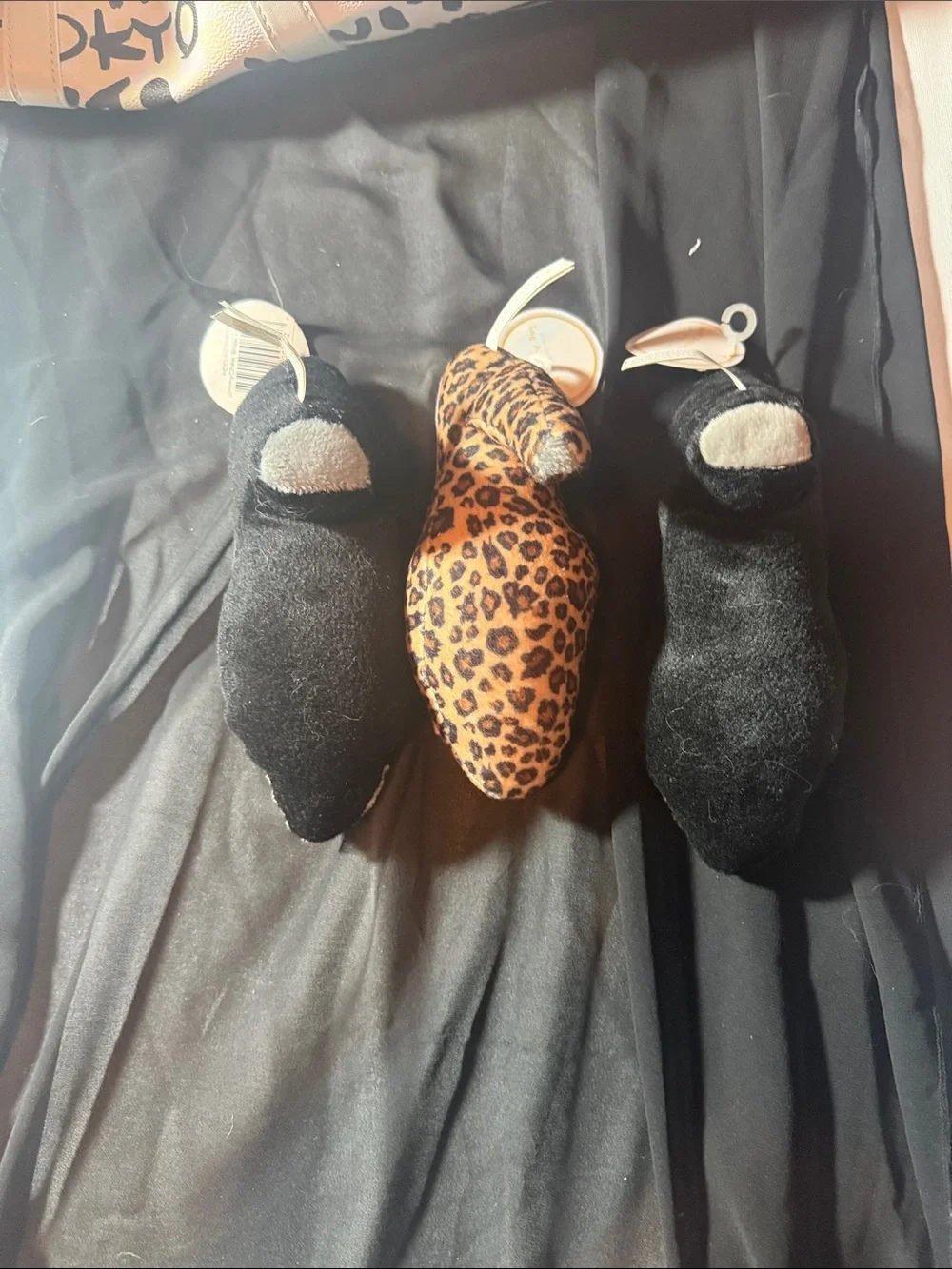 Ty Plush Dog Toy Trio Black Pink Brown Leopard